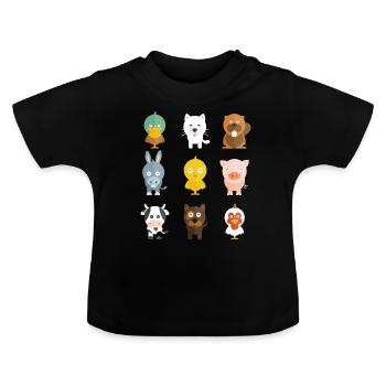 Farm Animals - Baby Organic T-Shirt with Round Neck - black - Front