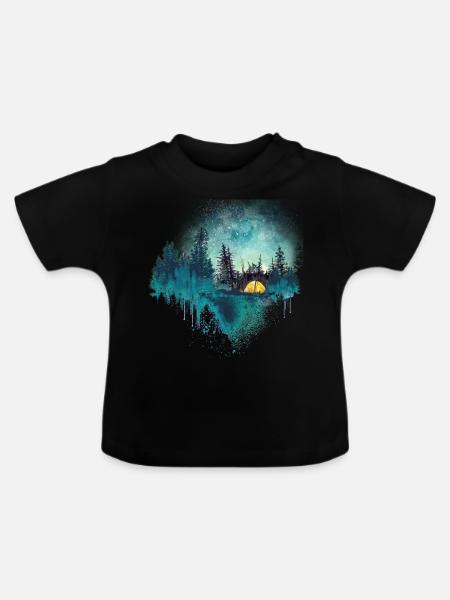 Natur Camp Articifial Landschaft Outdoor - Baby Bio-T-Shirt mit Rundhals - Schwarz