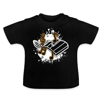 Musik Musiknote Musikschule Melodie Instrument - Baby Bio-T-Shirt mit Rundhals - Schwarz - Vorne