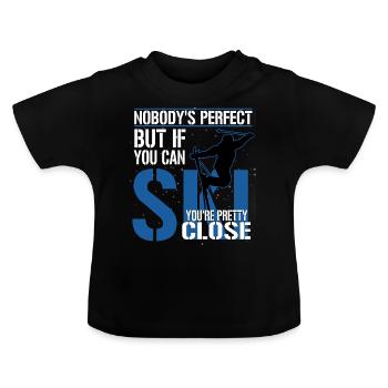 Ski Jumping Skiing Skiing Skiing Wintersport - Baby Organic T-Shirt with Round Neck - black - Front