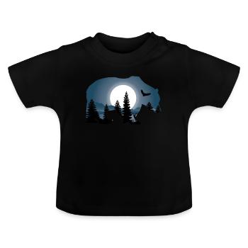 Baer Wald Mond Natur Waldtier Tiere Tierliebe - Baby Bio-T-Shirt mit Rundhals - Schwarz - Vorne