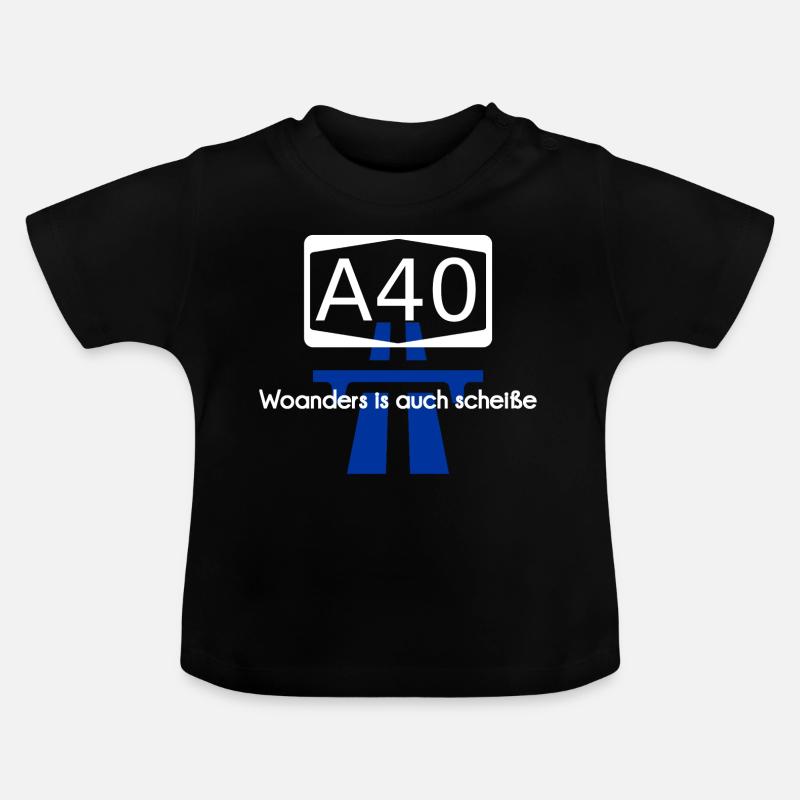 A40 Autobahn - Baby Bio-T-Shirt mit Rundhals - Schwarz