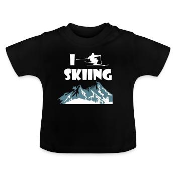 Skifahren - Baby Bio-T-Shirt mit Rundhals - Schwarz - Vorne