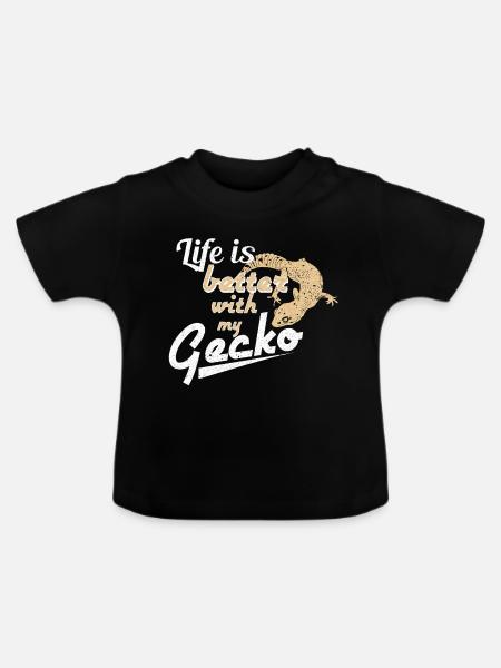 Gecko - Baby Bio-T-Shirt mit Rundhals - Schwarz