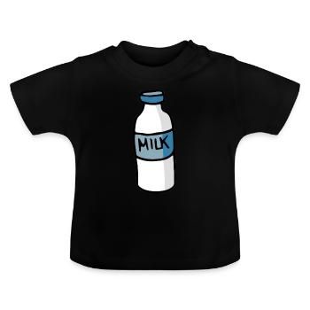 Milch - Baby Bio-T-Shirt mit Rundhals - Schwarz - Vorne