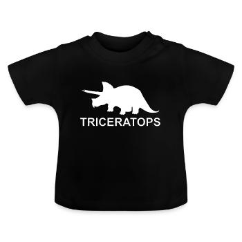 triceratops - Baby Organic T-Shirt with Round Neck - black - Front