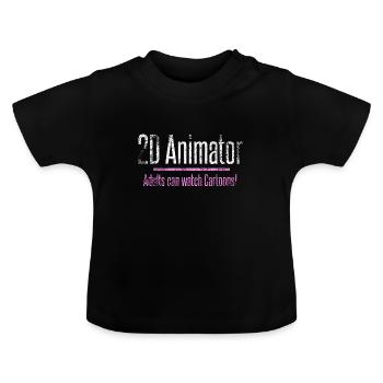 2D Animator Trickfilm Zeichentrick Geschenkidee - Baby Bio-T-Shirt mit Rundhals - Schwarz - Vorne