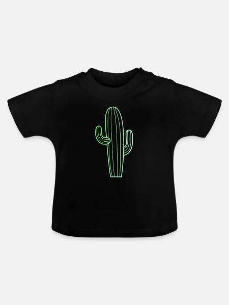 cactus - Baby biologisch T-shirt met ronde hals - zwart