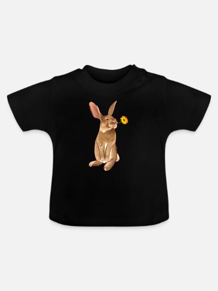 Schneehase Wildtier - Baby Bio-T-Shirt mit Rundhals - Schwarz