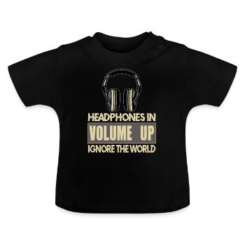casque - T-shirt bio col rond Bébé - noir - Devant