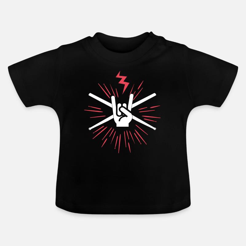 Drum Drum Drumsticks - T-shirt bio col rond Bébé - noir