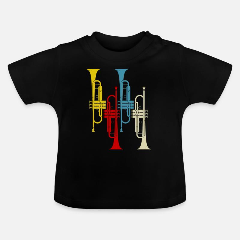 Trompette Trompette Rétro - T-shirt bio col rond Bébé - noir