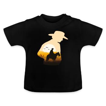cowboy - Baby Organic T-Shirt with Round Neck - black - Front