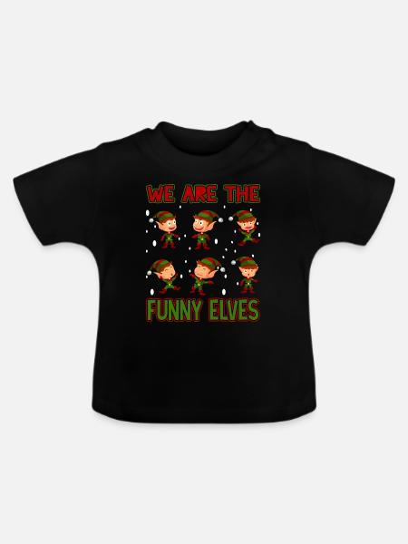 Elf niedliche Elfen Weihnachten Elfe - Baby Bio-T-Shirt mit Rundhals - Schwarz
