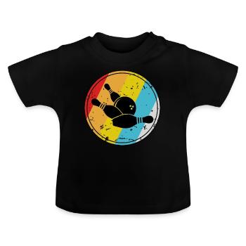 Retro Bowling Bowlingkugel - Baby Bio-T-Shirt mit Rundhals - Schwarz - Vorne