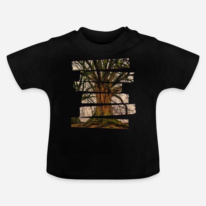 Arbre de vie paysage - T-shirt bio col rond Bébé - noir