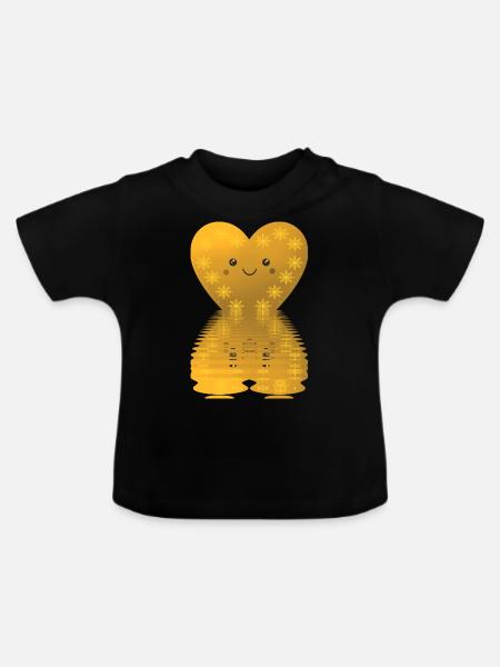 Coeur reflétant des étoiles d'amour Noël - T-shirt bio col rond Bébé - noir