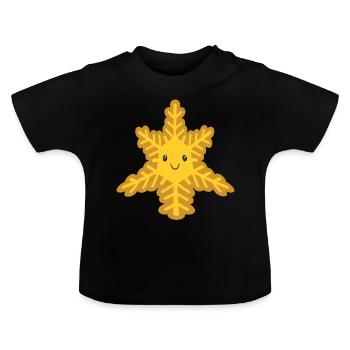 Weihnachtsstern Scheeflocken Weihnachten - Baby Bio-T-Shirt mit Rundhals - Schwarz - Vorne