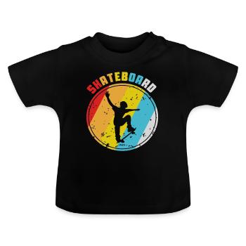 Retro Skater Vintage Skateboard Skate Sk8 - Baby Bio-T-Shirt mit Rundhals - Schwarz - Vorne
