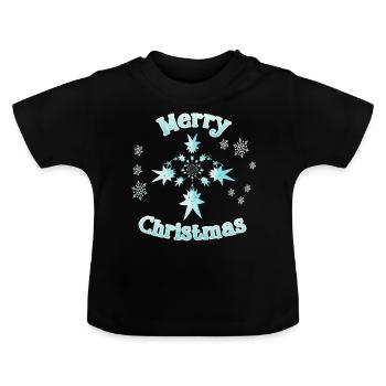Weihnachtsstern Stern Merry Christmas - Baby Bio-T-Shirt mit Rundhals - Schwarz - Vorne