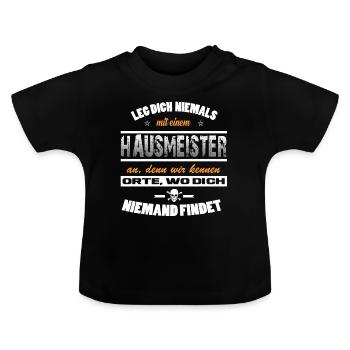 Never mess with a janitor! - Baby Organic T-Shirt with Round Neck - black - Front