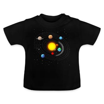 Système solaire - T-shirt bio col rond Bébé - noir - Devant