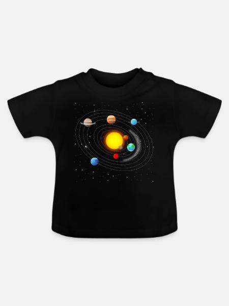 Sonnensystem - Baby Bio-T-Shirt mit Rundhals - Schwarz