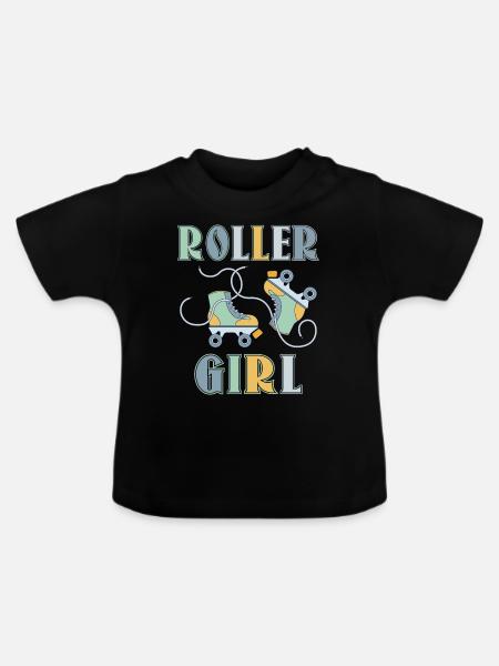 Roller Girl - Baby Bio-T-Shirt mit Rundhals - Schwarz