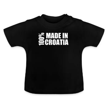 100% MADE IN CROATIA CROATIA ZAGREB CROATIAN - Baby Organic T-Shirt with Round Neck - black - Front