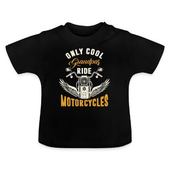 Grand-père Grand-père Motocycliste - T-shirt bio col rond Bébé - noir - Devant