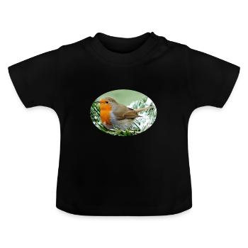 robin - Baby Organic T-Shirt with Round Neck - black - Front