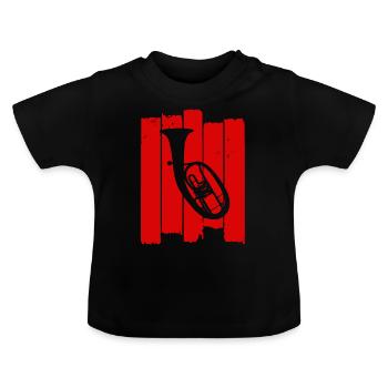 corne de ténor. Cor ténor. corne de baryton. - T-shirt bio col rond Bébé - noir - Devant