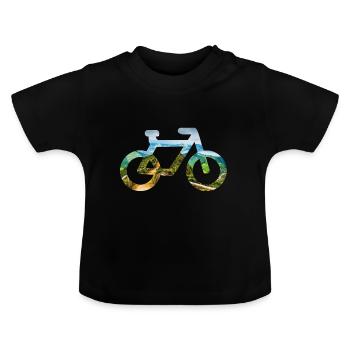 Vélo dans le paysage - T-shirt bio col rond Bébé - noir - Devant