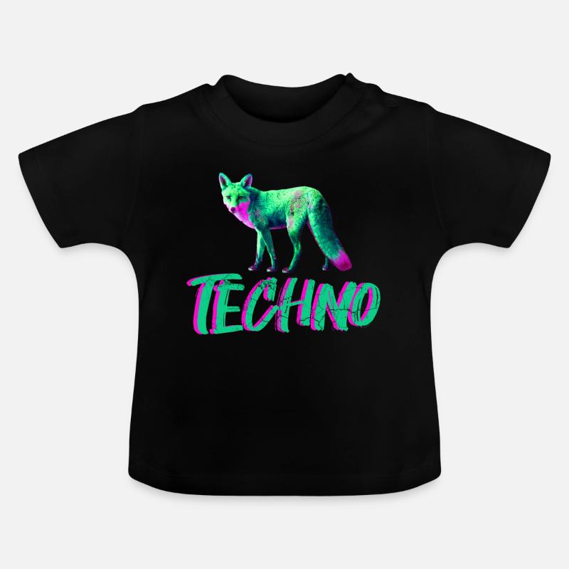 techno - T-shirt bio col rond Bébé - noir