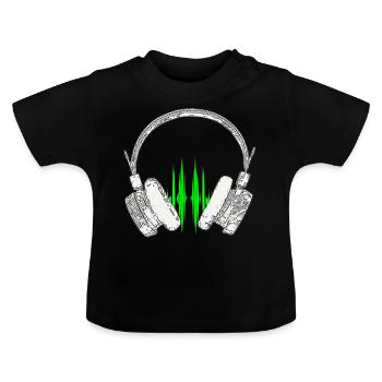 DJ Headphones Music Wave - Baby Bio-T-Shirt mit Rundhals - Schwarz - Vorne