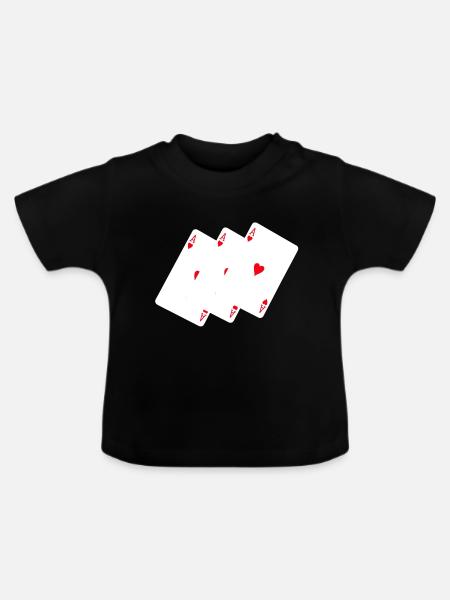 Spielkarten Ass - Baby Bio-T-Shirt mit Rundhals - Schwarz