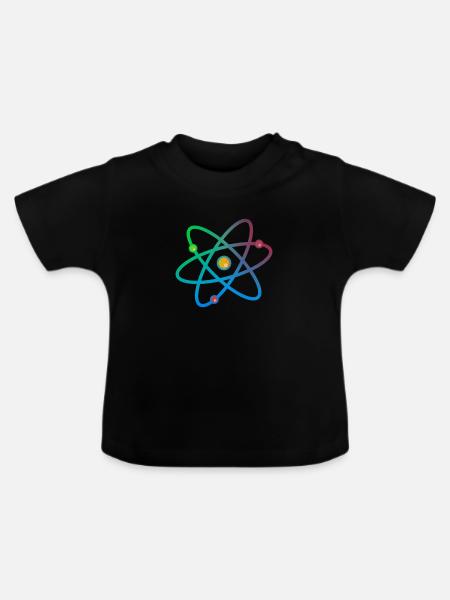 Buntes Atom Neutron Elektron - Baby Bio-T-Shirt mit Rundhals - Schwarz