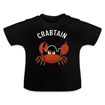 Crabe capitaine cancer crustacé marin capitaine - T-shirt bio col rond Bébé - noir - Devant