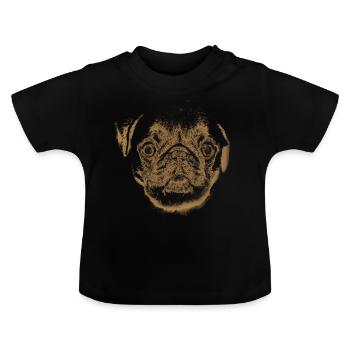 Mops - Baby Bio-T-Shirt mit Rundhals - Schwarz - Vorne