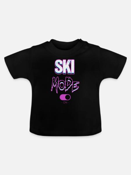 Ski mode-on - Baby Bio-T-Shirt mit Rundhals - Schwarz