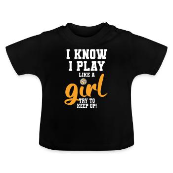 Volleyball Volleyballer Volleyball-Set - Baby Bio-T-Shirt mit Rundhals - Schwarz - Vorne