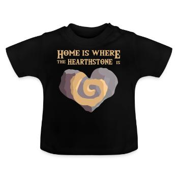 Home is where the hearthstone is - Baby Organic T-Shirt with Round Neck - black - Front