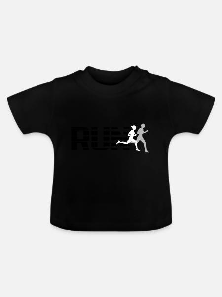 Course de sport - T-shirt bio col rond Bébé - noir
