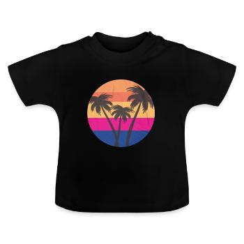 Palmen - Baby Bio-T-Shirt mit Rundhals - Schwarz - Vorne