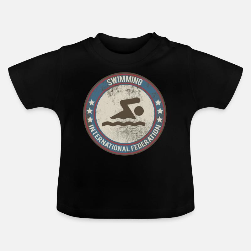natation - T-shirt bio col rond Bébé - noir