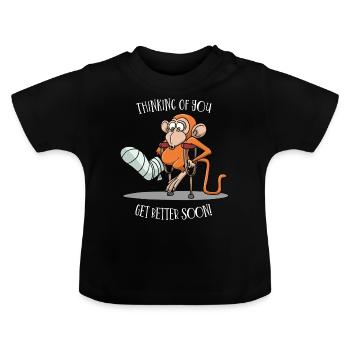 Accident crutches Get well soon gift idea - Baby Organic T-Shirt with Round Neck - black - Front