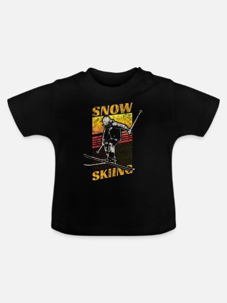 Retro Ski Geschenk - Baby Bio-T-Shirt mit Rundhals - Schwarz