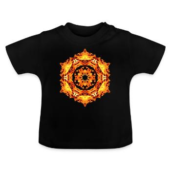 Mandala Feuer - Baby Bio-T-Shirt mit Rundhals - Schwarz - Vorne