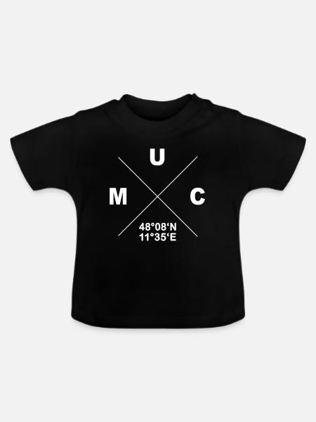 Stylisches München Shirt Koordinaten MUC Geschenk - Baby Bio-T-Shirt mit Rundhals - Schwarz