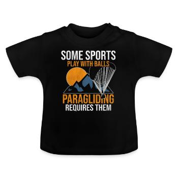 Paragliding Paragliding Paragliding - Baby Organic T-Shirt with Round Neck - black - Front